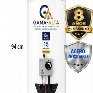 Calentador A Gas 15 galones en Acero Inoxidable