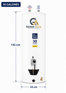 Calentador en Acero Galvanizado 30 galones a Gas natural o Gas Propano
