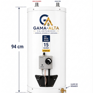 Calentador de Acumulación a Gas Natural y Gas Propano 15 Galones tanque en Acero inoxidable