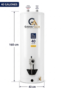 calentador de acumulación a gas 40 galones tanque en acero galvanizado