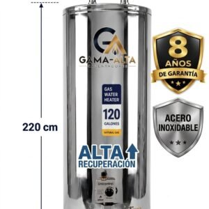 Calentador Industrial a Gas 120 Galones De Alta Recuperación En Acero Inoxidable a Gas Natural o Propano