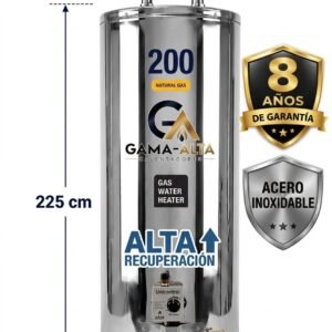 Calentador Industrial Gama Alta 200 Galones Acero Inoxidable Alta Recuperación a Gas